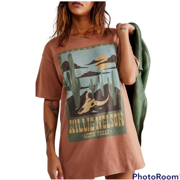 Daydreamer Dresses & Skirts - NEW Daydreamer x Free People Willie Nelson Tee Dress in Suede Color Size Large